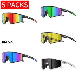SCVCN 5-Pack Multi-Lens UV400 Sports Eyewear, Road Cycling Sunglasses for MTB Bicycle, Running, Motorcycle Safety Goggles, Outdoor Fishing Gear, Multi-Lens Sports Eyewear
