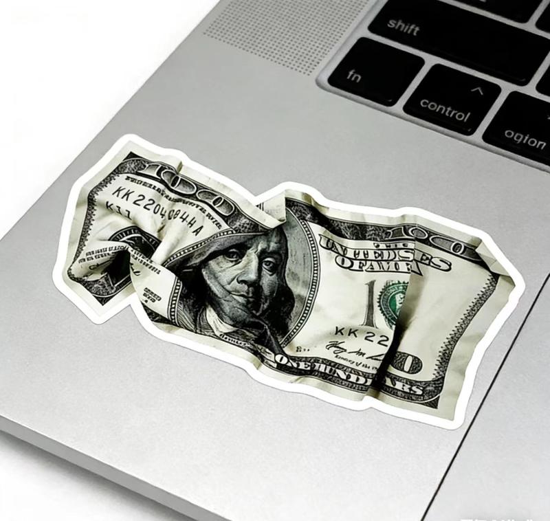 Pleated Dollar Bill Car Stickers Decorative Scratch Hiding Vehicle Decals for Stylish Car Accessories