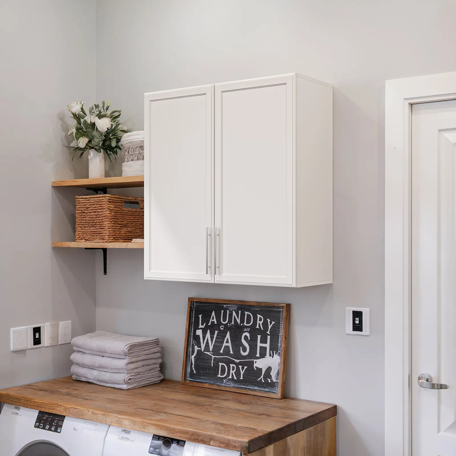 Summervibes 30" Laundry Room Cabinets Wall Mounted, Wall Cabinets for Laundry Room, Kitchen Wall Cabinet with Adjustable Shelf, Shaker Wall Cabinet for Bathroom