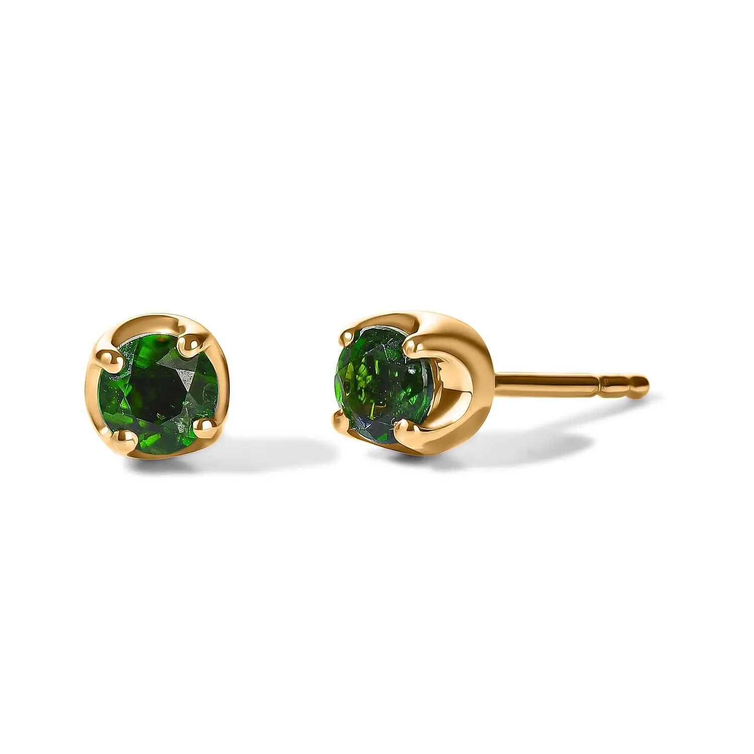 D'Joy Chrome Diopside Crown Solitaire Stud Stud Earrings in 18K Vermeil YG Over Sterling Silver 0.60 ctw