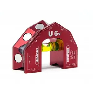 Checkpoint U6 V-Groove Level Red 0610R with Single Oversized 45 Arc/Min Reading Bubble Vial & 16 Rare-Earth Magnets for Quick Accurate Readings