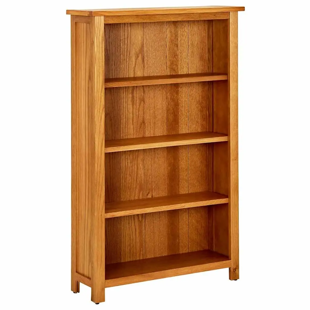 vidaXL Solid Oak Wood 4-Tier Bookcase Wooden Indoor Home Living Room Office Standing Shelf Book Display Storage Cabinet Stand Furniture 331735
