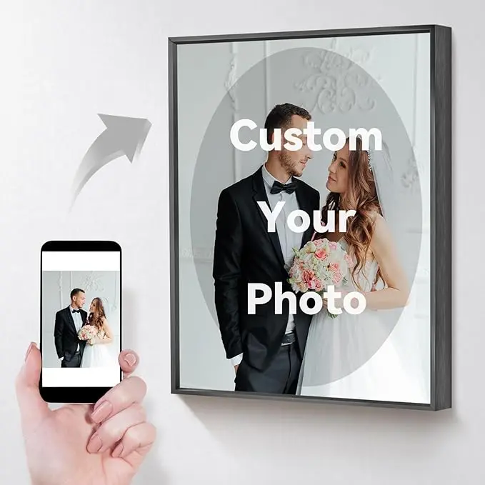 [Custom Gift] (Free Shipment)Personalized Friends Pets Wedding Anniversary Engagement Present ,Canvas Prints with Your Photos, Picture Image Prints Wall Hanging Decor, Christmas Gift