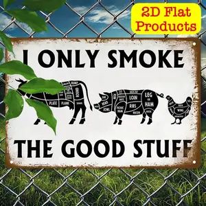 Aluminum Wall Art Print for BBQ Enthusiasts, Humorous Meat Sign, 8x12 Inch Butcher Art Poster, Home Decor for Restaurant Garage Gift