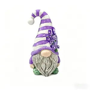 Lavender Gnome Figurine Set, Resin Garden Gnome Statue, Cute Home Decor Gift for Spring ‍️