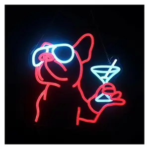 French Bulldog Neon Sign Cocktail Light For Pet Animal Room Wall Art Decor Dog Lover USB Powered Lamp 35cm×33cm