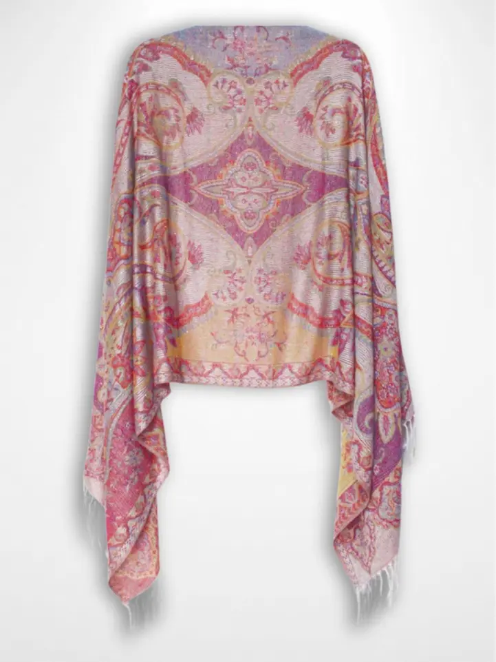 Pink Sparkly Rhinestone Pashmina with Crystal Gems Machine Washable