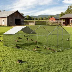 ORANLAND Large Metal Chicken Coop with Spire Runs Walk-in Design Security Lock & Waterproof Cover for Outdoor Farm Use