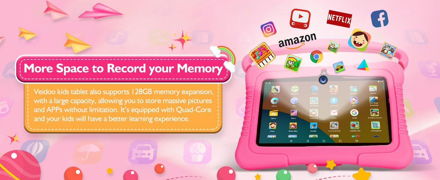 2026 New upgrade  Kids Tablet, 7-inch Android 32GB WiFi Tablet for Toddler, Learning Tablet with IWAWA App, Children's Tablet with Silicone Case Graphics Cellphone Anti-drop silicone case, Great Holiday Gift for Teens & Kids