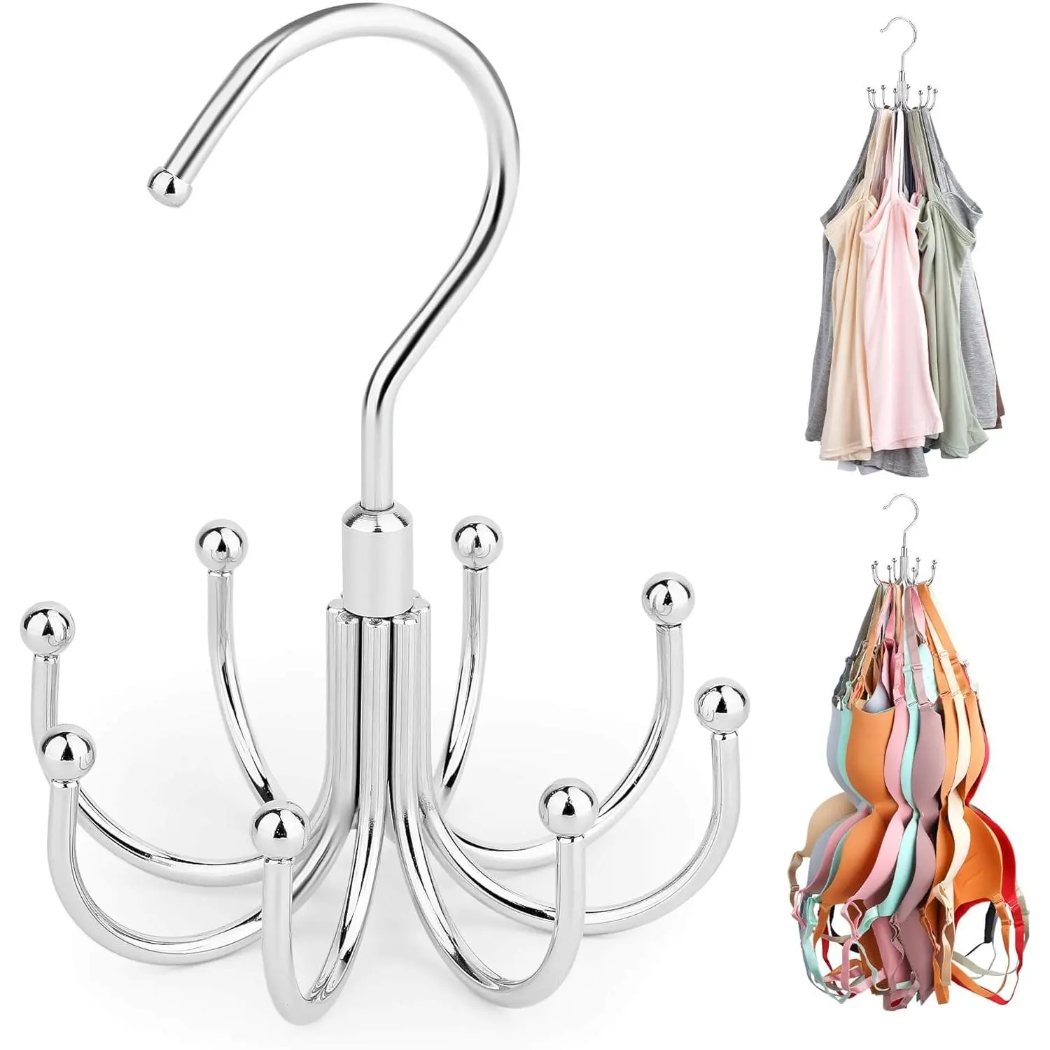 Tank Top Hanger, Rotatable Bra Organzier for Closet, Max 24 Storage Capacity  Bra Holder, Metal Space Saving Closet Organizers and Storage,