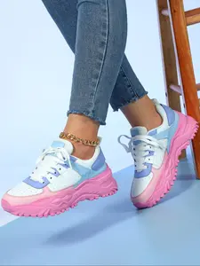 Fashion Colorblock Lace Up Low Top Sneakers, Casual Comfortable Breathable Sports Running Shoes, All-match Basic Shoes for Women & Girls, Fashionable Running Shoes, Casual Running Footwear