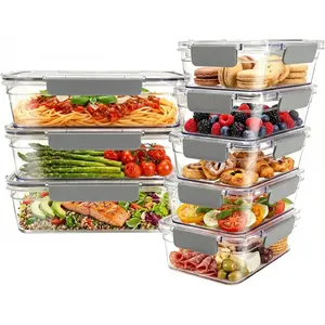 2.8L Tritan Containers, Airtight Tritan Locking for Fridge Freezer, Meal Prep, Deli Meat, Snacks, 8 Containers with Lids, 16 pieces, Large, Clear