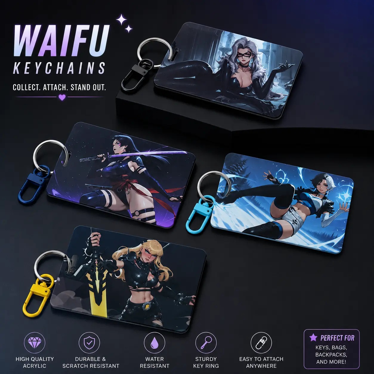Rival Waifu Keychains (Luna, Magik, Psylocke, Black Cat)