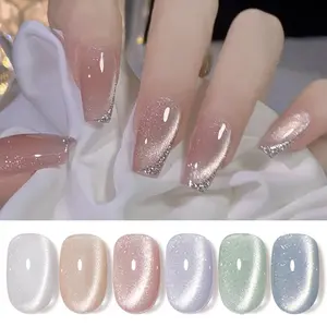 9D Magnetic Gel Nail Polish Reflective Glitter Gel Polish Holographic Colorful Cat Magnetic Gel Polish Set 7ML 6PCS