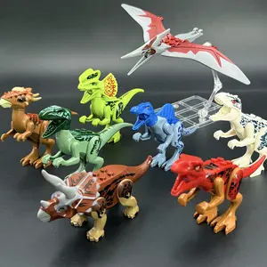 Dinosaur World Creative Building Blocks Set, Tyrannosaurus Rex, Velociraptor, Carnotaurus, Pterodactyl, Jurassic Dinosaur Kingdom, Abs Material