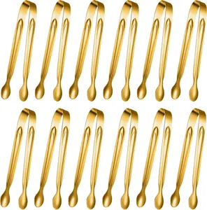 12Pcs/Set 6 Inch Mini Tongs,Stainless Steel Small Sugar Serving Tongs for Charcuterie Board Appetizers Dessert Serving Food Tiny Party Danish Candy,New Year Gifts,Hand Tools Kits