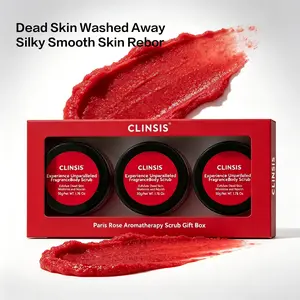 CLINSIS Rose Body Scrub Gift Set (3-Jar Pack) - Jar-Packed Body Scrubs, Cosmetic Cleanser, Exfoliates Dead Skin Cells, Moisturizes and Softens Skin, Rose-Scented for Daily Skincare or Gifting, Body Care