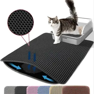 Large Dual-Layer Honeycomb Cat Litter Mat, Non-Slip Waterproof Urine Proof, Floor Protection Pad for Cats, Small Cat Litter Carpet, Litter Box