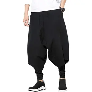 Men's Harem Pants, Baggy Wide Leg Hip Hop Pants, Cotton