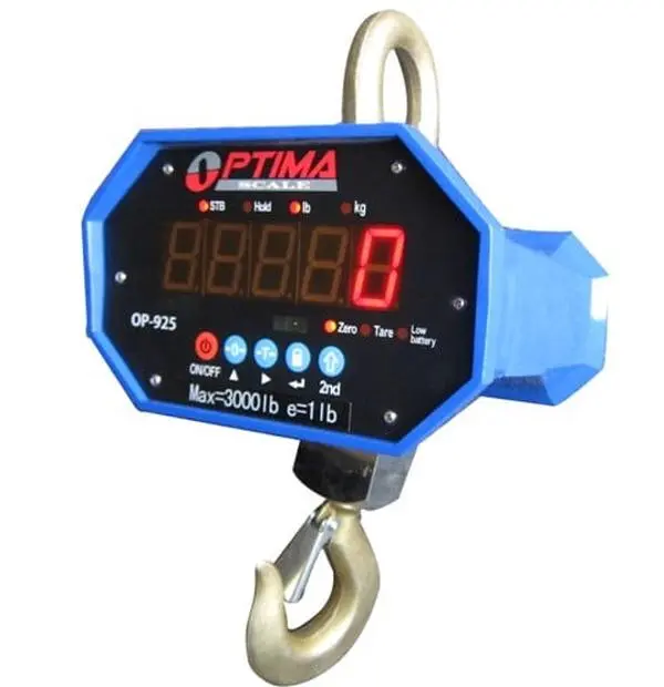 Optima Scales Heavy-Duty Crane Scale - 20000 lbs x 10 lb. LED Display