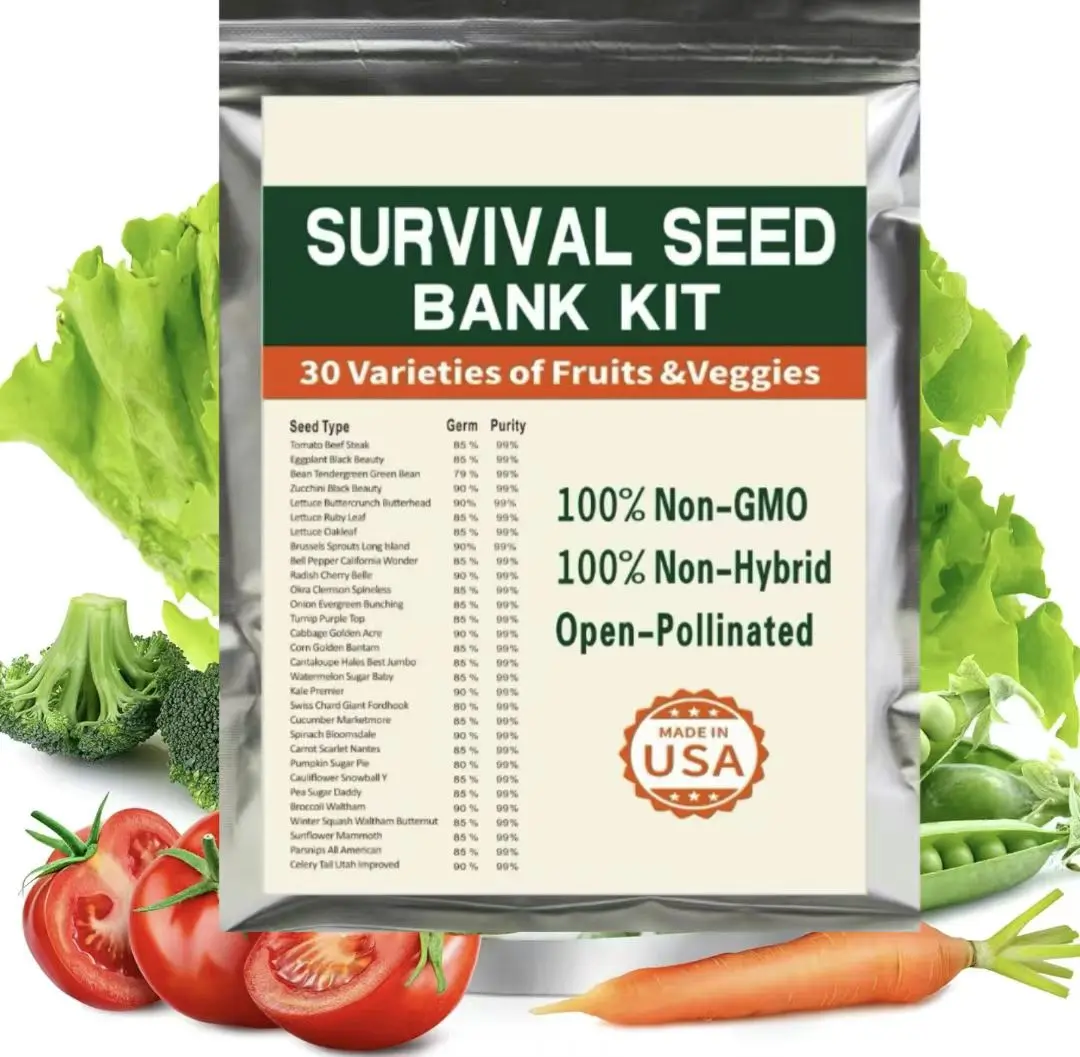 Emergency Vegetable Seed Kit – Over 15,000 Non-GMO, Heirloom Seeds, 30 ...