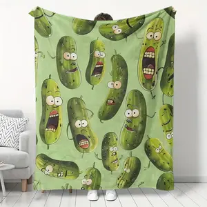 Soft & Smooth Cozy Flannel Throw Blanket - Pickle-Themed, Warm, Perfect for Couch, Bed, Air Conditioning | Ideal Christmas or Birthday Gift Flannel Blankets