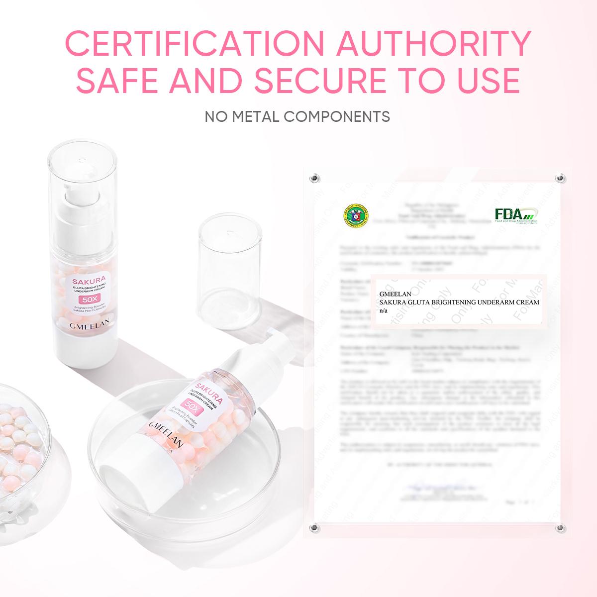 GMEELAN Sakura Gluta Underarm Cream 30G with 50X Sakura Pearl Capsules for Brightening & Hydrating Skin Repair Moisturizer