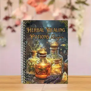Herbal Healing Potions Recipes Booklet Workbook, Perfect Christmas Gift Idea, Ideal for Herbalists & Wellness Enthusiasts, Compact Design