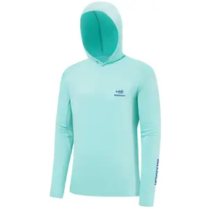 BASSDASH Men’s UPF 50+ Drawstring Fishing Hoodie Shirts UV Sun Protection Long Sleeve Outdoor Hiking Hooded T-Shirts FS33M