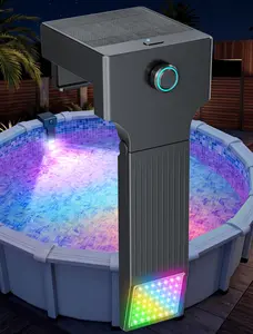 POOLHOUR Solar Pool Light for Steel Wall Above Ground Pools, 10-Color 4-Mode LED with Light Sensor, Submersible Underwater Pool Lighting, Remote Control & Timer Off, 1 Pack