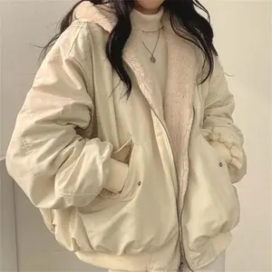 Both Sides Thicken Coat New Zipper Hooded Women Winter Jacket Oversized Elegant Solid Fashion Warm Coats Casual Ladies Outerwear Tops Womenswear