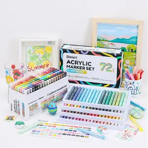 New M520 Acrylic Markers 72/126 Colors for Hand Drawing, Smooth Ink Flow for DIY Art on Non-Transparent Paper, Professional Art Supplies, Acrylic Brush Marker