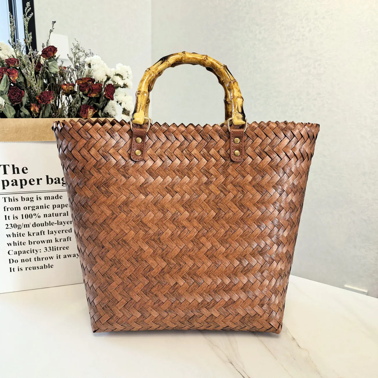 Large bamboo handle coffee color