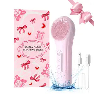1 2-in-1 rechargeable electric facial cleaning brush, Face Scrubber, waterproof facial vibration, constant temperature, frosted, gentle massage, Facial Cleansing Tools, women's holiday gift