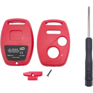 Replacement Key Fob Shell fits for Honda Accord Civic EX CR-V Fit Odyssey Pilot Ridgeline CR-Z Odyssey Keyless Entry Key Fob Case Cover (Red)