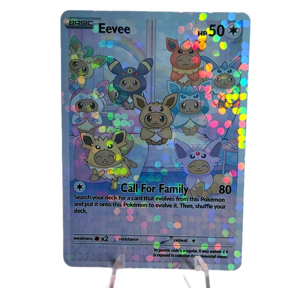 Cozy Eevee Poncho Party Custom Card - Bubble Holo Edition - Full Squad Art