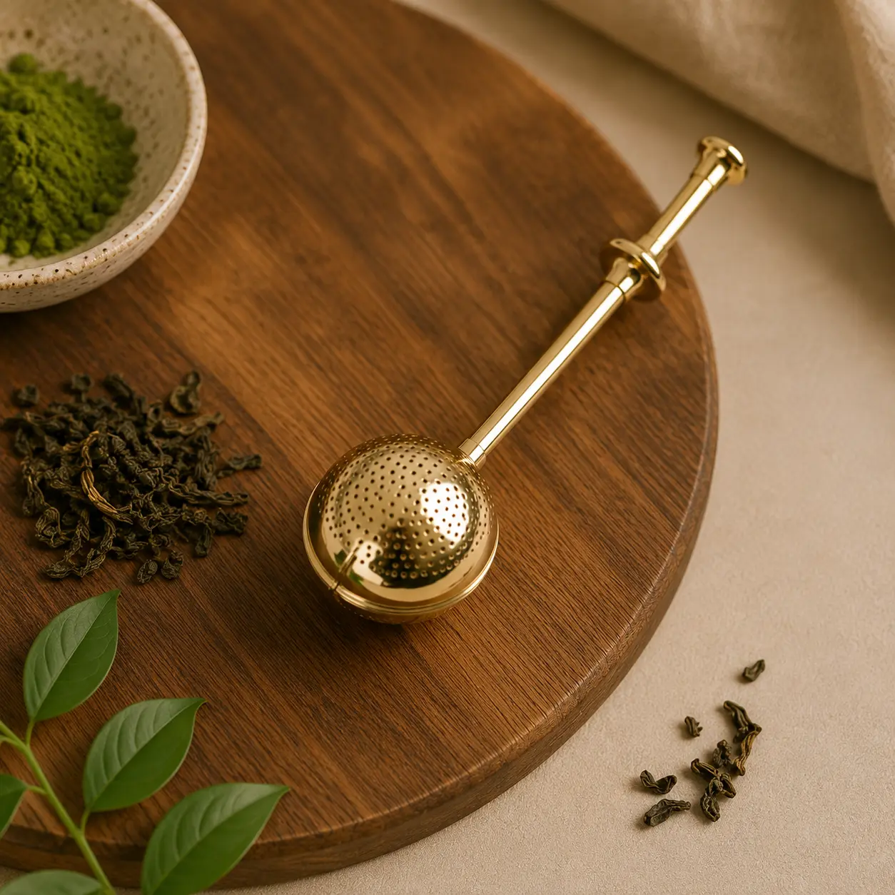 Gold Tea Infuser for Optimal Infusion - Long Handle Design for Cups and Mugs of Different Sizes - Filter, Office, Adults