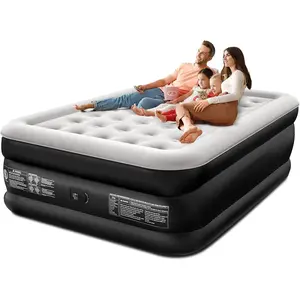 Queen Air Mattress with Built-in Pump, 18" Raised Comfort, 48Hr Leak-Proof Test, Upgraded Honeycomb Pillar Design, Supports 800 lbs, 3-Min Inflation-Inflatable Bed for Home Guests & Camping