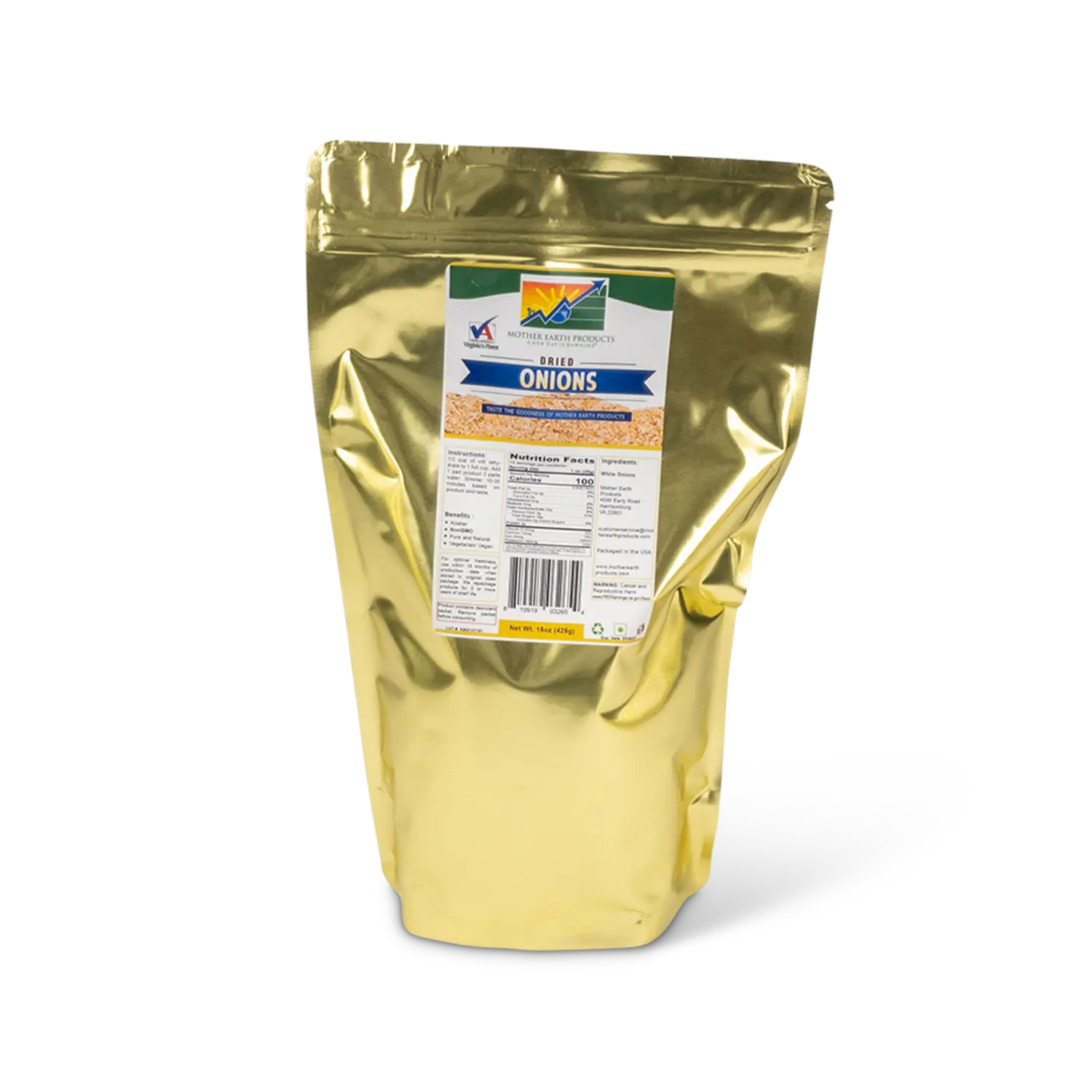 Dried Onions – Non-GMO, Flavorful, Shelf Stable | Quart Mylar