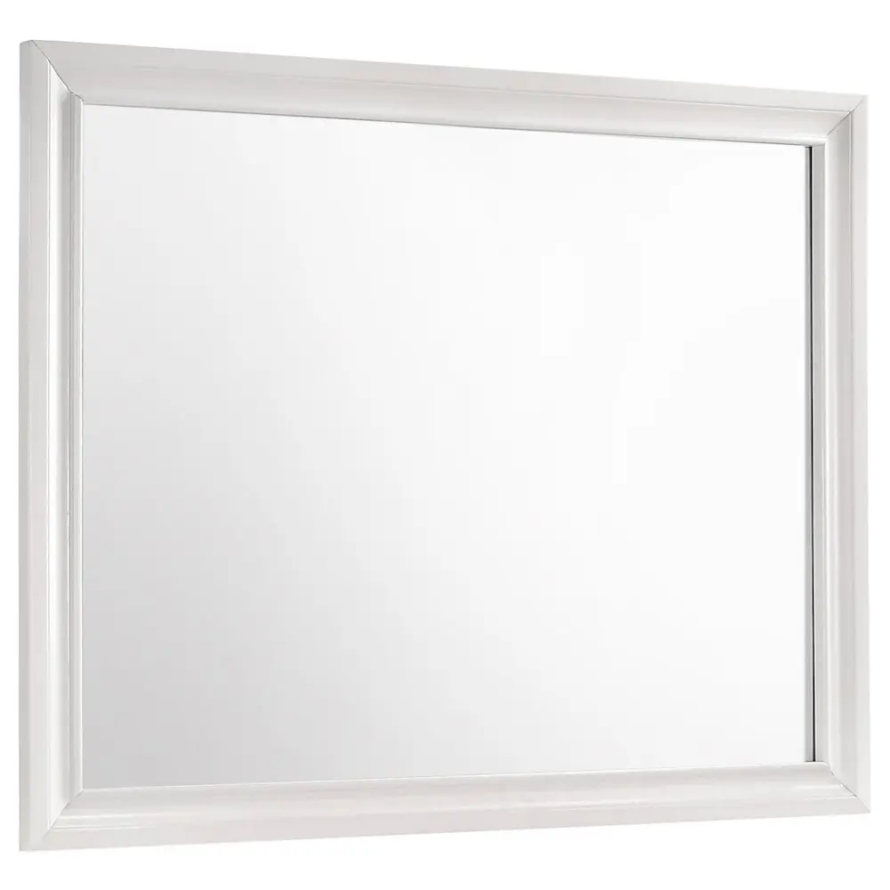 Miranda Classic Framed Rectangle Dresser Mirror - White Dresser Top Mirror with Linear Lines for Room Decor, Vanity Setup, Home Reflections