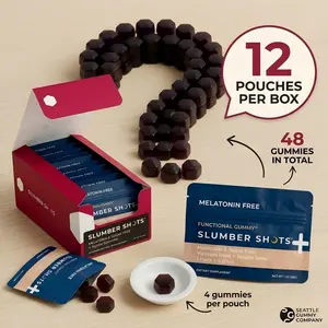 Slumber Shots Functional Sleep Gummy - Melatonin Free, Sugar Free Herbal Blend (Valerian Root & Jujube Seed), Fast Acting