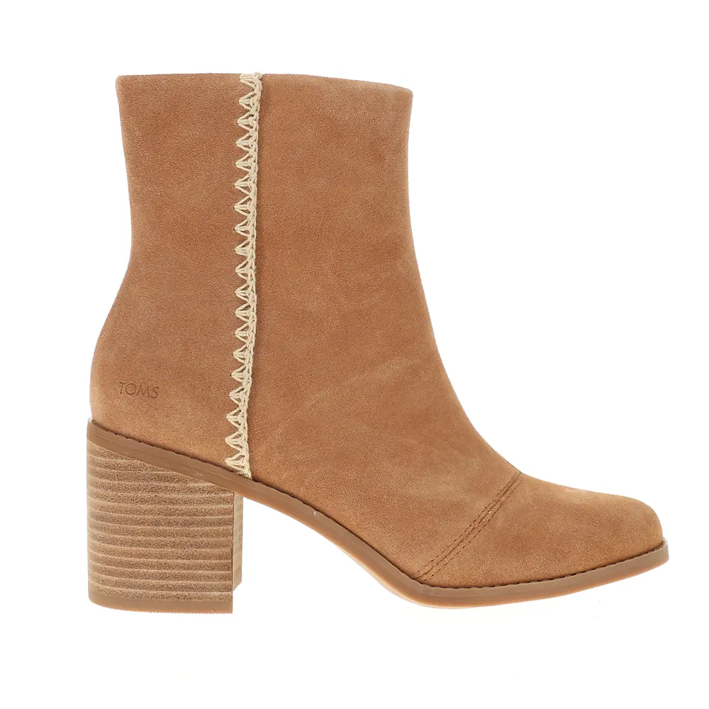 TOMS Womens Evelyn Round Toe Zippered Casual Boots Ankle Mid Heel 2-3" - Brown