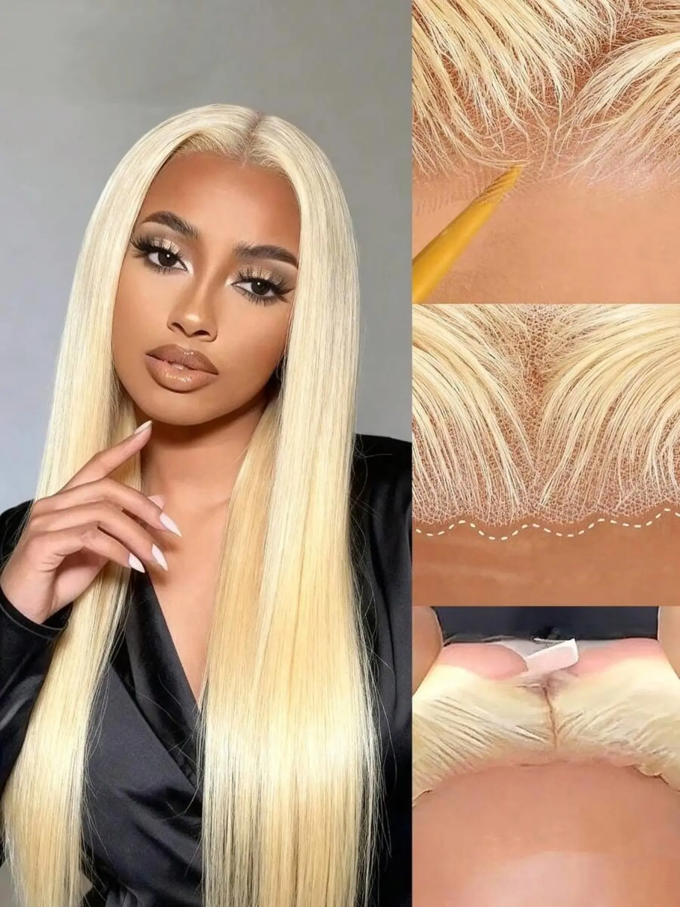 613 Blonde Straight Glueless Wear and Go Lace Front Wig Human Hair 5x5 Pre Plucked 180% Density Lace Closure Human Hair Wig for Women HD Pre Cut Lace Front Wig Bone Straight Glueless Ready to Wear Wig Lace Straight Wigs