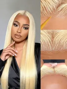 613 Blonde Straight Glueless Wear and Go Lace Front Wig Human Hair 5x5 Pre Plucked 180% Density Lace Closure Human Hair Wig for Women HD Pre Cut Lace Front Wig Bone Straight Glueless Ready to Wear Wig Lace Straight Wigs