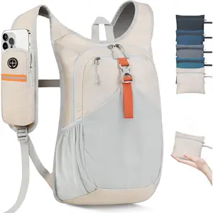 15L Small Hiking Backpack for Men Women Foldable Packable Back Pack Ultralight Hiking Daypack for Travel Camping Outdoor, Beige