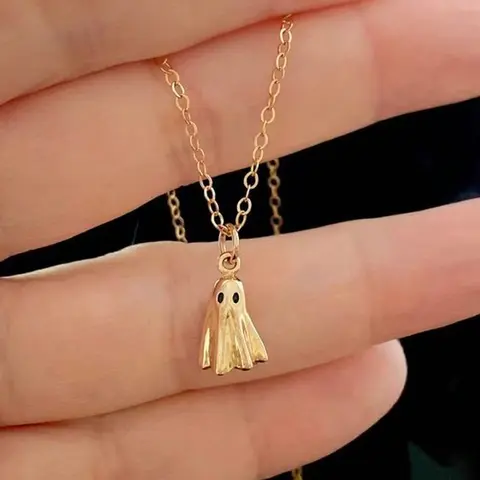 Ghost Pendant Necklace for Women, Dainty Necklace, Fashion Minimalist Necklace, Elegant Necklace, Versatile Jewelry for Any Occasion, Perfect Gift for Holidays🎁, Stylish and Unique Design