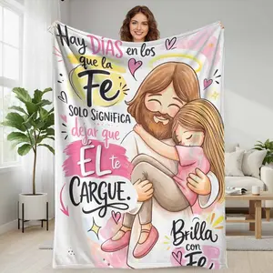 Jesus Hugging Girl Flannel Blanket  Religious Faith Inspiration Typography Print  UltraSoft Lightweight Decorative Throw  Perfect For Church Community Fellowship  Prayer Meditation Corner  Meaningful Spiritual Gift For Friends
