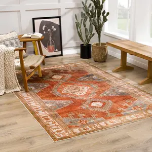 Kullar Orange Washable Area Rug Kullar Orange Washable Area Rug