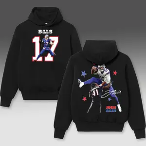 Jump Josh Allen Vintage Cotton Prenium Hoodie, National Football Fans Apparel, The Bills Team Game Day Outfits, American Football Graphic Shirt, Gift For Football Fans