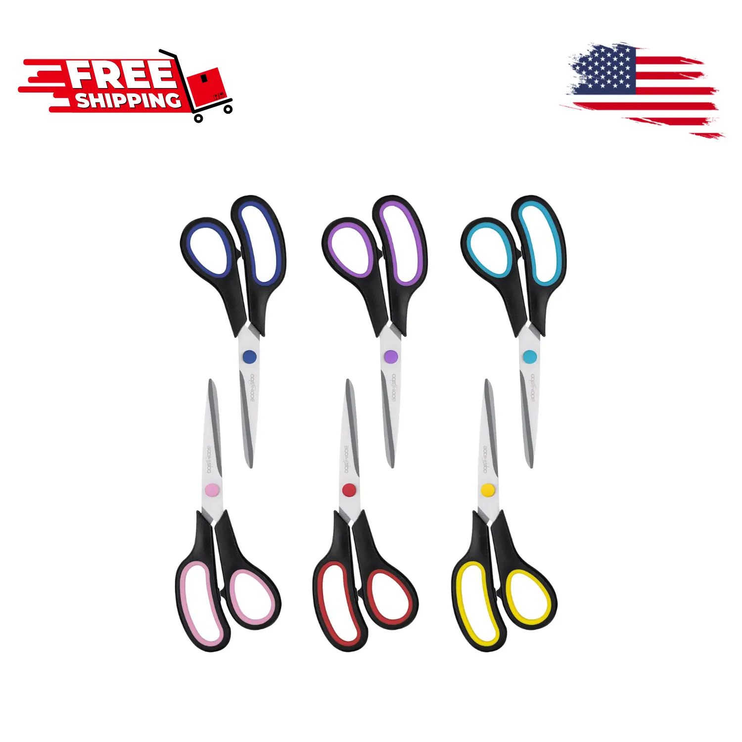 8" All Purpose 6 Pack - Comfort-Grip Scissors